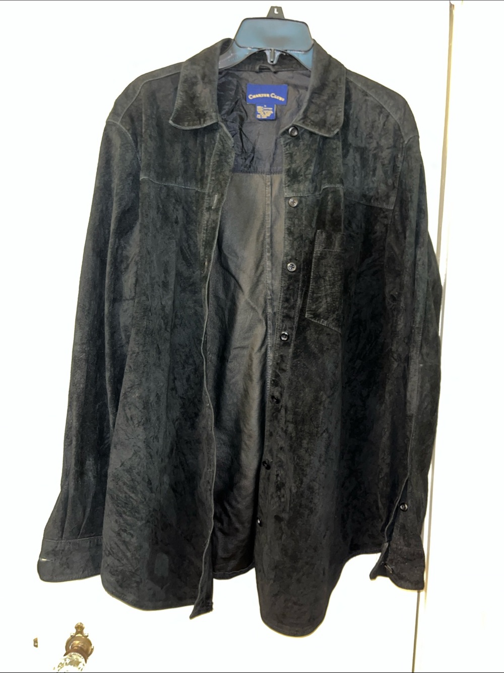 Charter Club Black Suede Button-Up Shirt Jacket